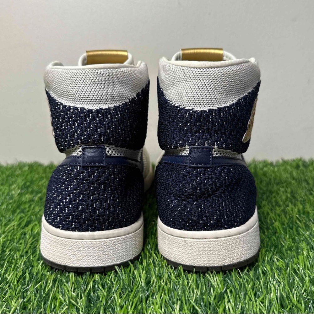 Air Jordan 1 Retro High OG Flyknit RE2PECT Derek Jeter Navy Blue White Gold l - Picture 4 of 11